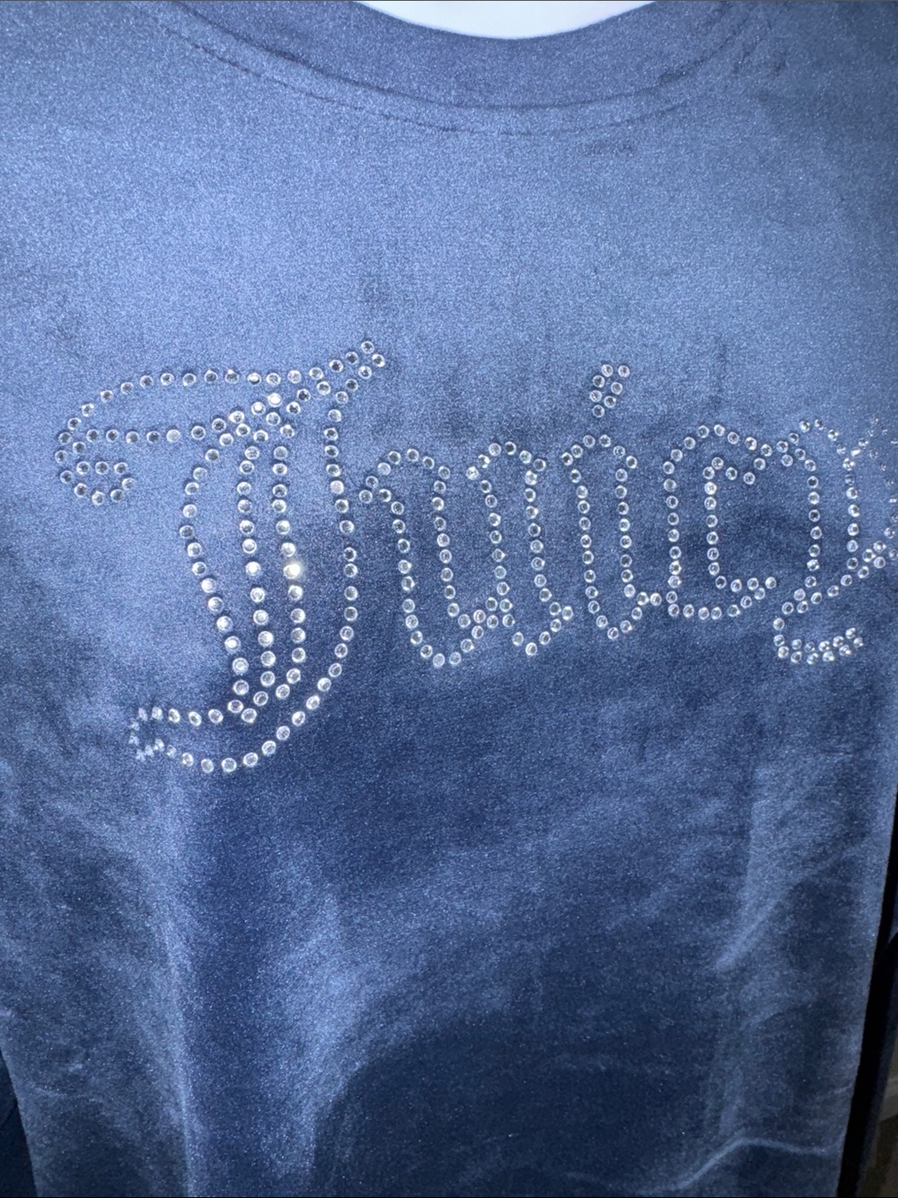 Juicy Couture- NWT Navy Velour Rhinestone Logo Pullover size XL - Picture 9 of 16